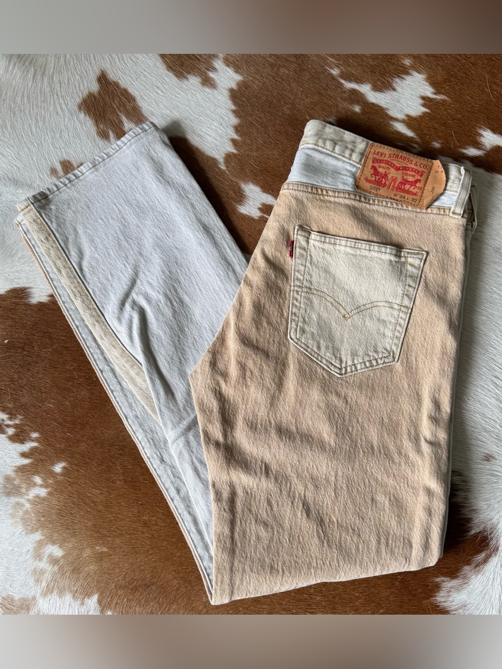 Levi's Men's Two-Tone Cream & Beige Straight Jeans